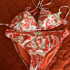Billabong Floral Bikini - Red and White